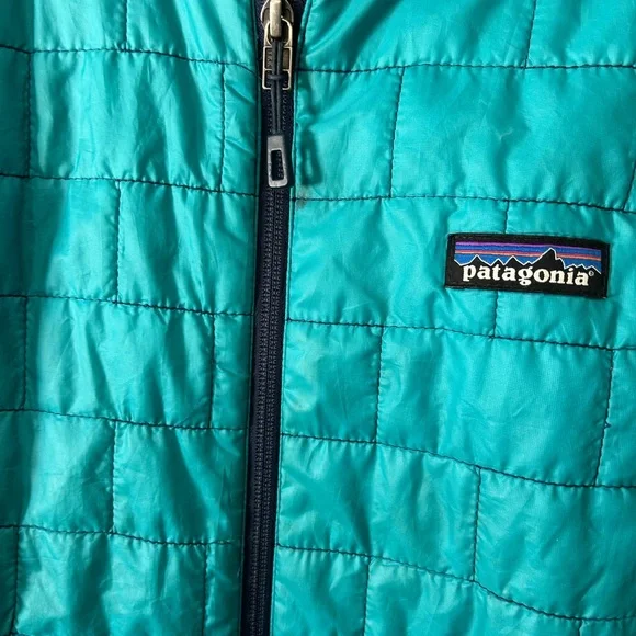 Patagonia is nano puff size smalll. Good used condition. Fun blue color. - Picture 2 of 4